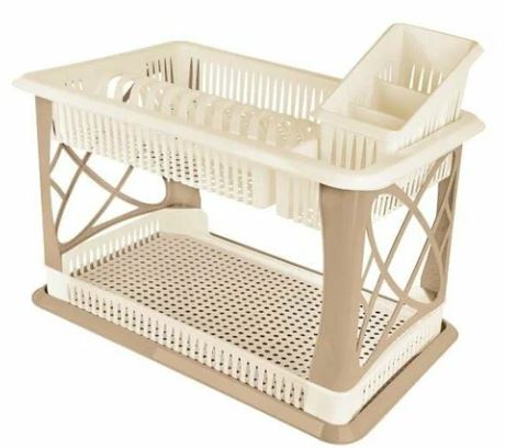 Сушилка для посуды Plast Team  с поддоном 2-х ярусная 490х175х325 мм шоколадный мокко